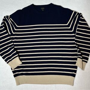 J. Crew cotton Navy and Cream Striped Men's Sweater